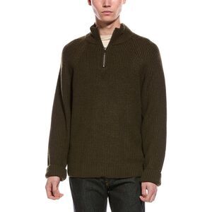 Slate & Stone Mens  Ribbed 1/4-Zip Mock Neck Sweater, Green